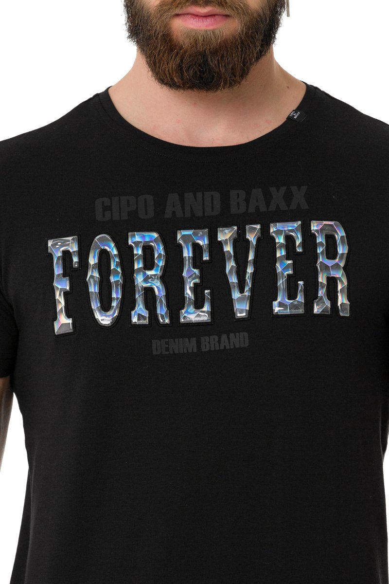 CT736 Men's T-shirt with glossy and embossed lettering