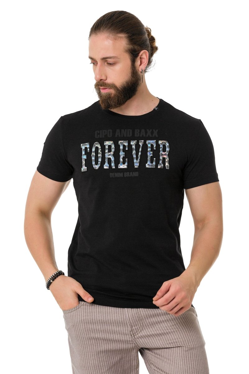 CT736 Men's T-shirt with glossy and embossed lettering