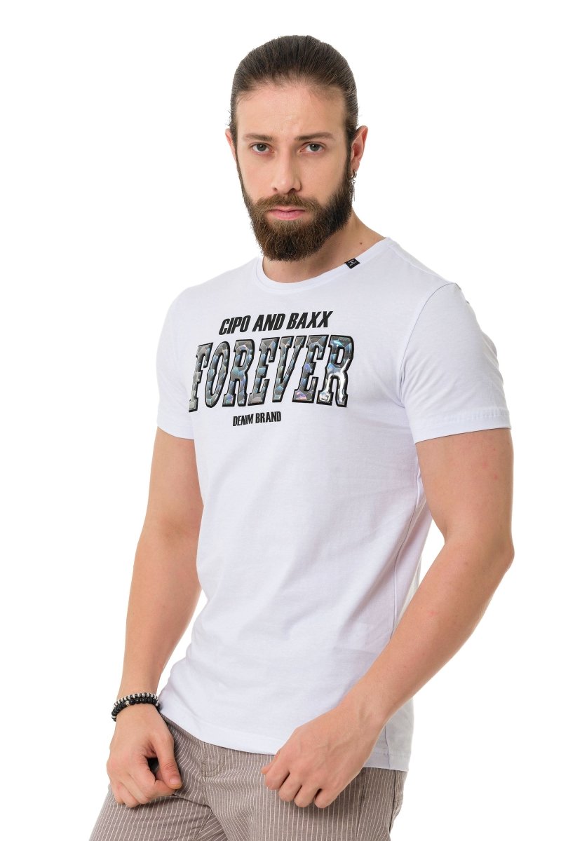 CT736 Men's T-shirt with glossy and embossed lettering