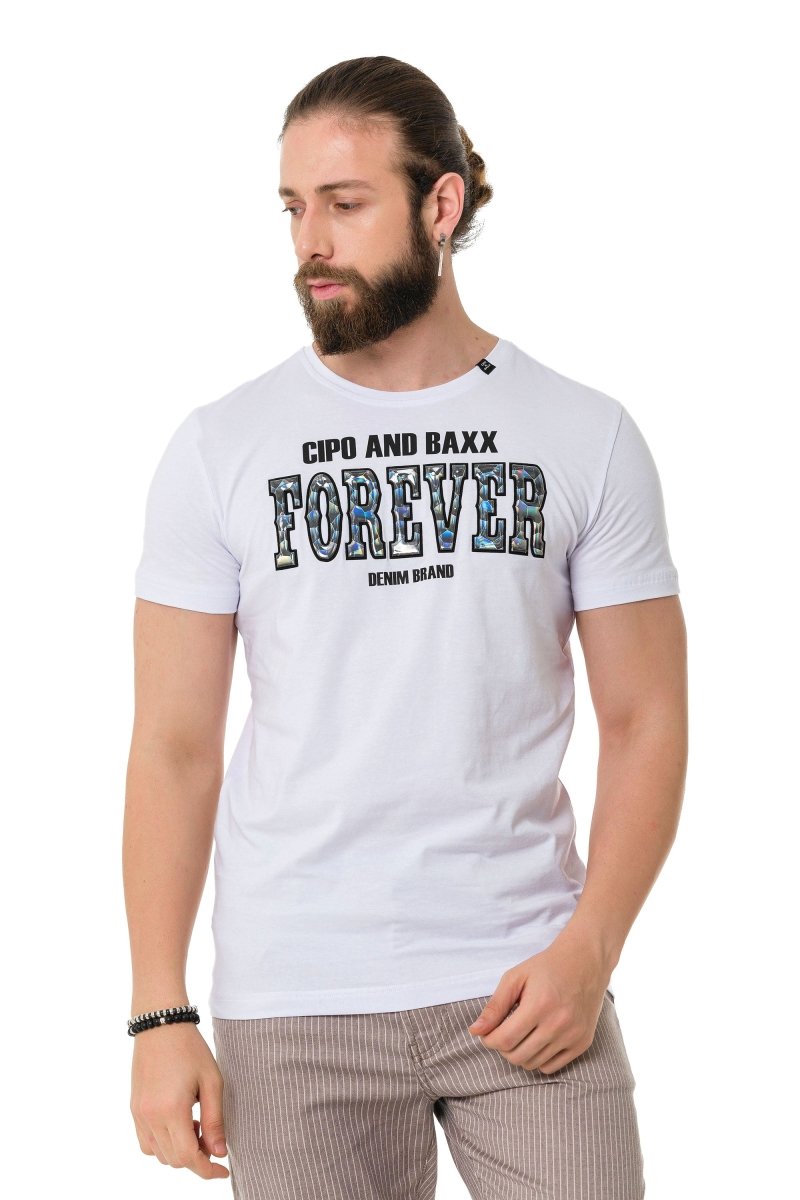 CT736 Men's T-shirt with glossy and embossed lettering
