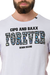 CT736 Men's T-shirt with glossy and embossed lettering