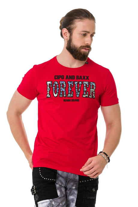 CT736 Men's T-shirt with glossy and embossed lettering