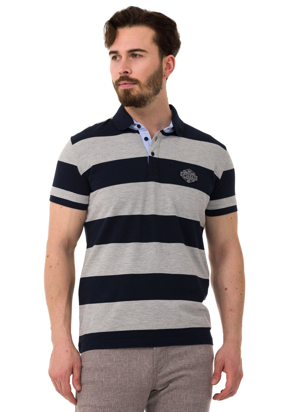 CT741 Men's Polo Shirt with Multicolored Stripe Design