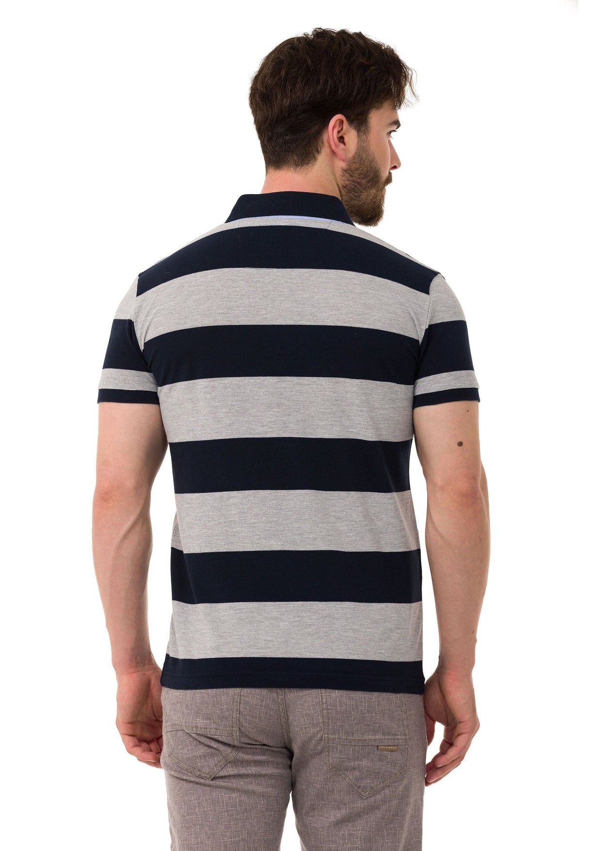 CT741 Men's Polo Shirt with Multicolored Stripe Design