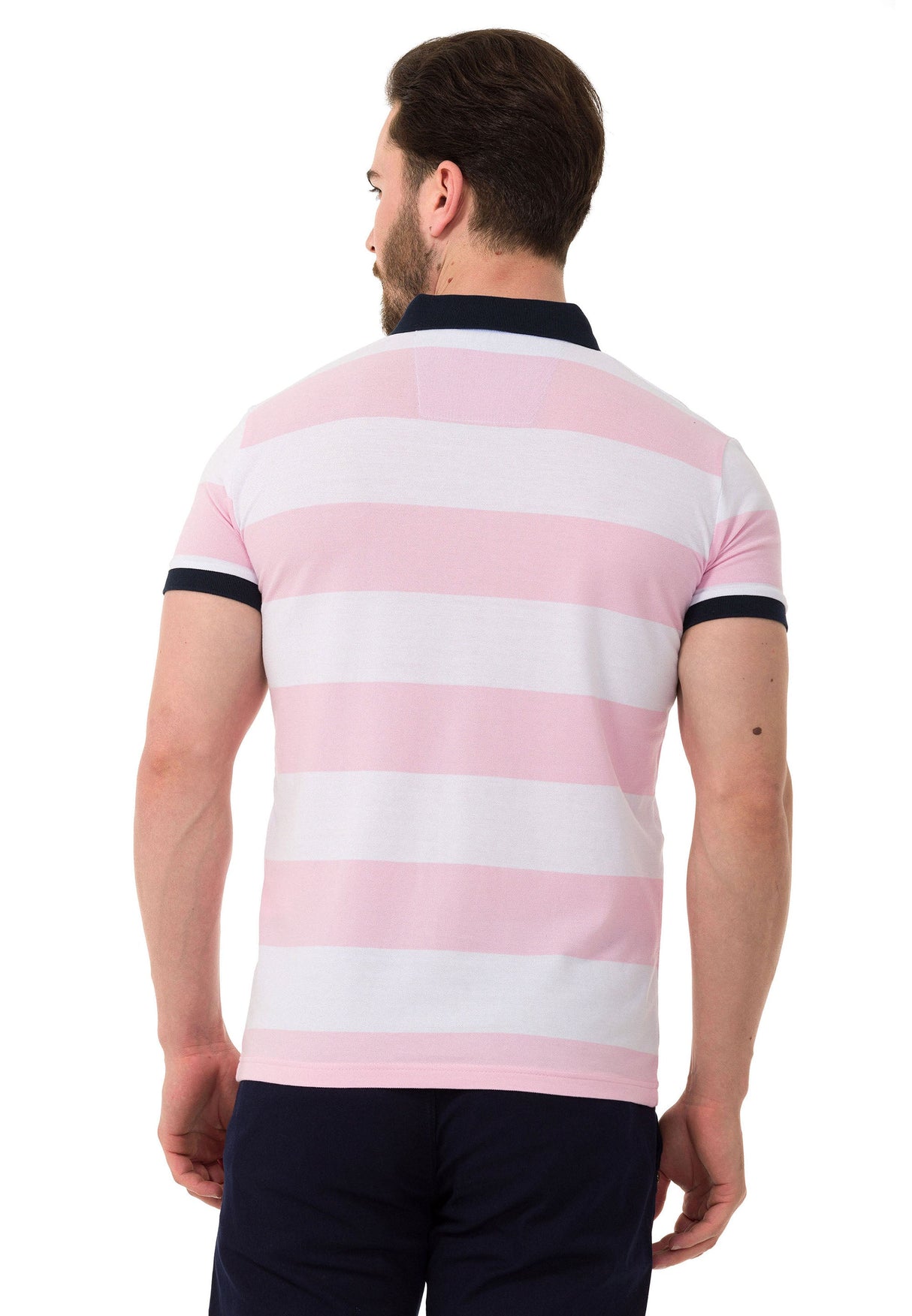 CT741 Men's Polo Shirt with Multicolored Stripe Design