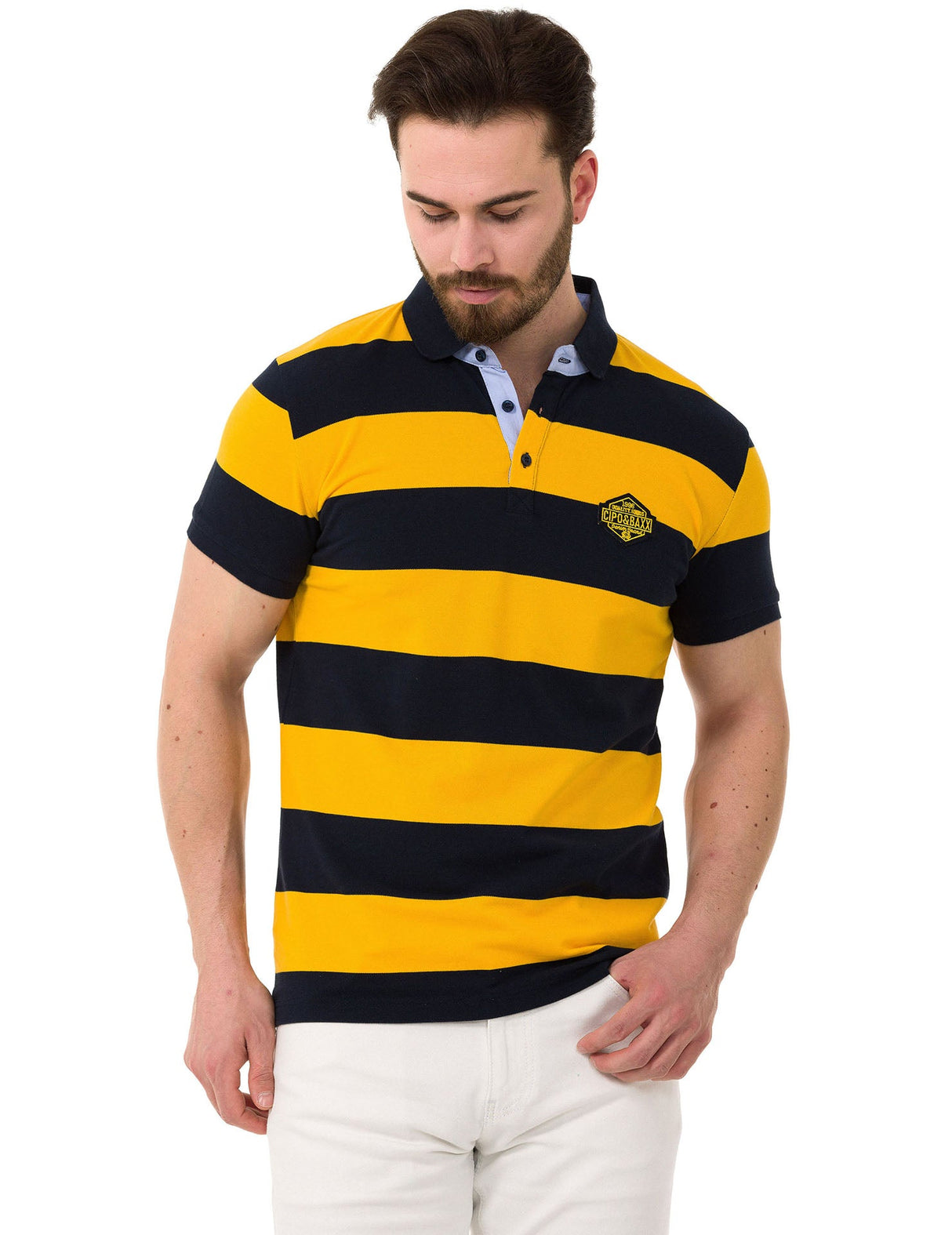 CT741 Men's Polo Shirt with Multicolored Stripe Design