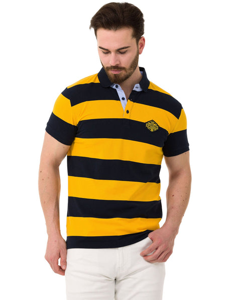 CT741 Men's Polo Shirt with Multicolored Stripe Design