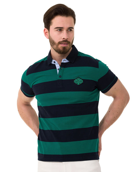 CT741 Men's Polo Shirt with Multicolored Stripe Design