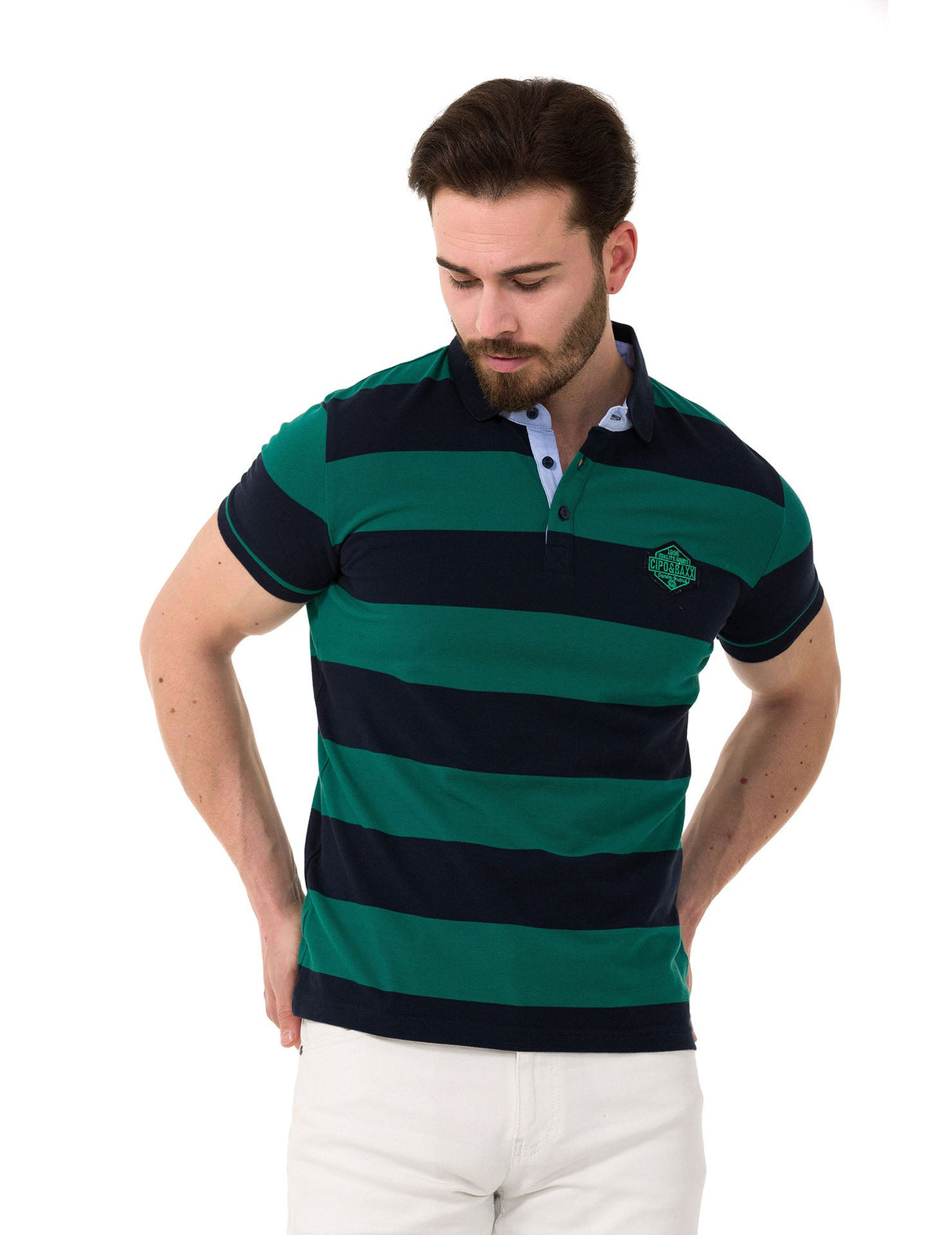 CT741 Men's Polo Shirt with Multicolored Stripe Design