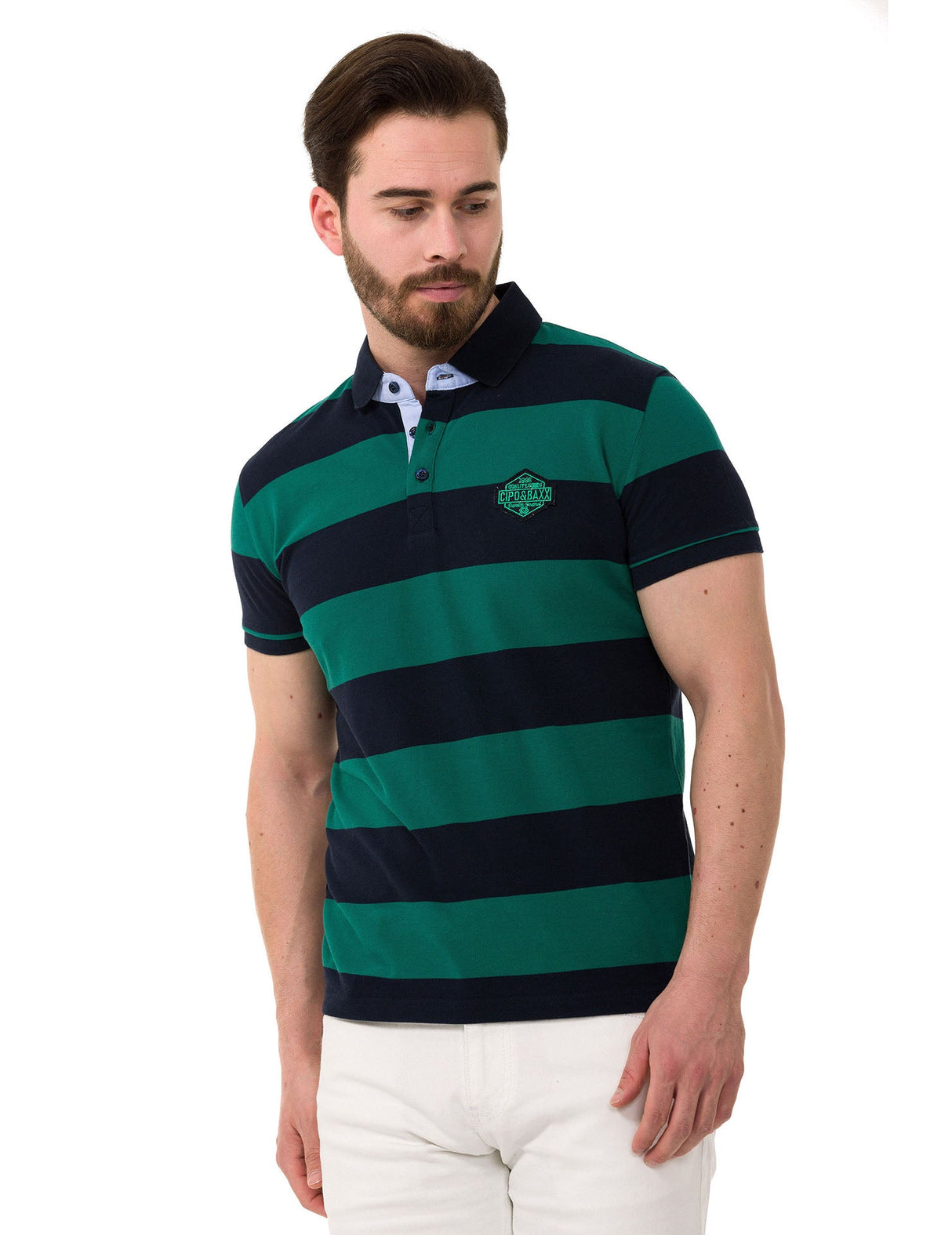 CT741 Men's Polo Shirt with Multicolored Stripe Design