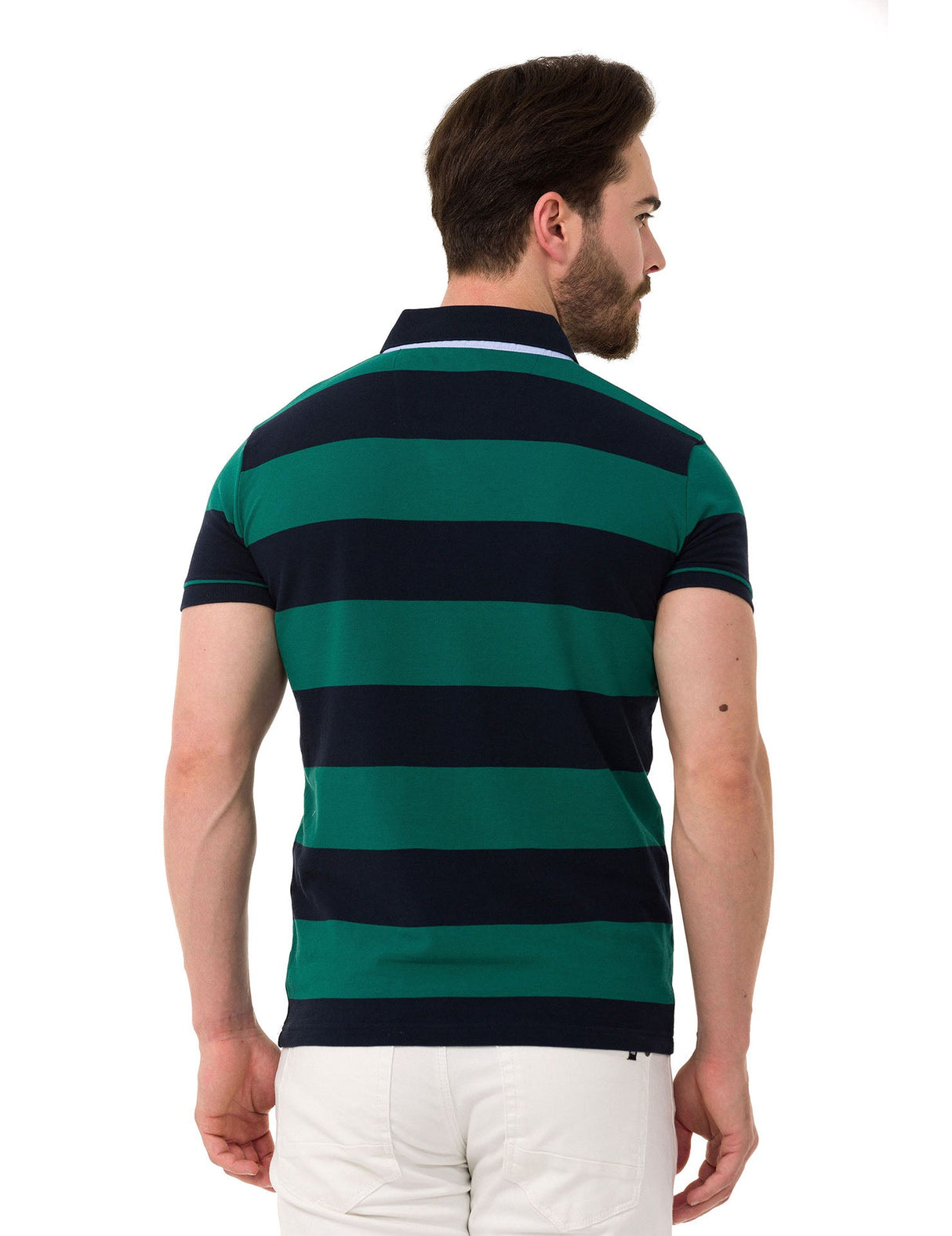 CT741 Men's Polo Shirt with Multicolored Stripe Design
