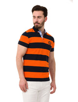 CT741 Men's Polo Shirt with Multicolored Stripe Design