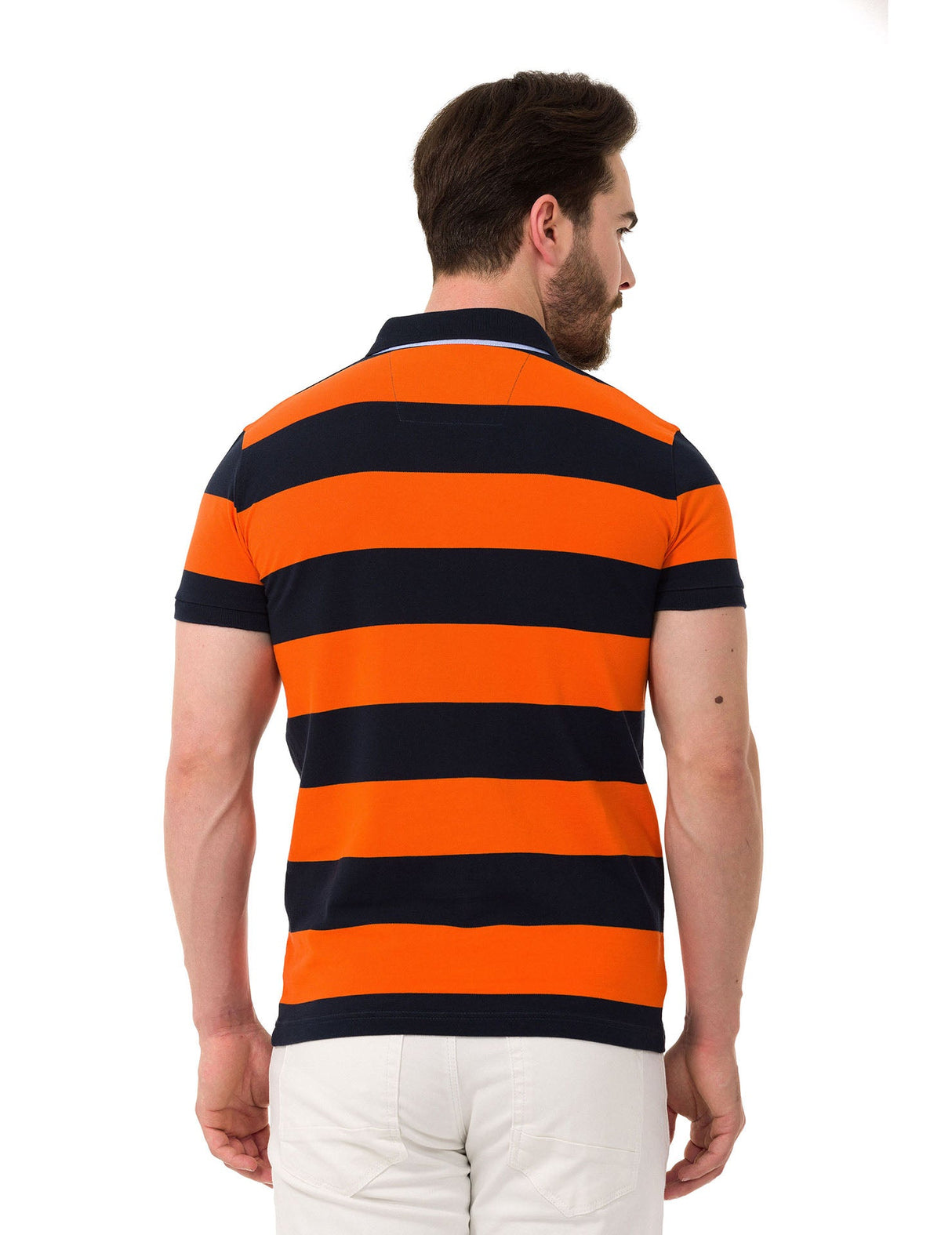 CT741 Men's Polo Shirt with Multicolored Stripe Design