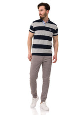 CT741 Men's Polo Shirt with Multicolored Stripe Design