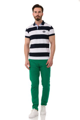 CT741 Men's Polo Shirt with Multicolored Stripe Design