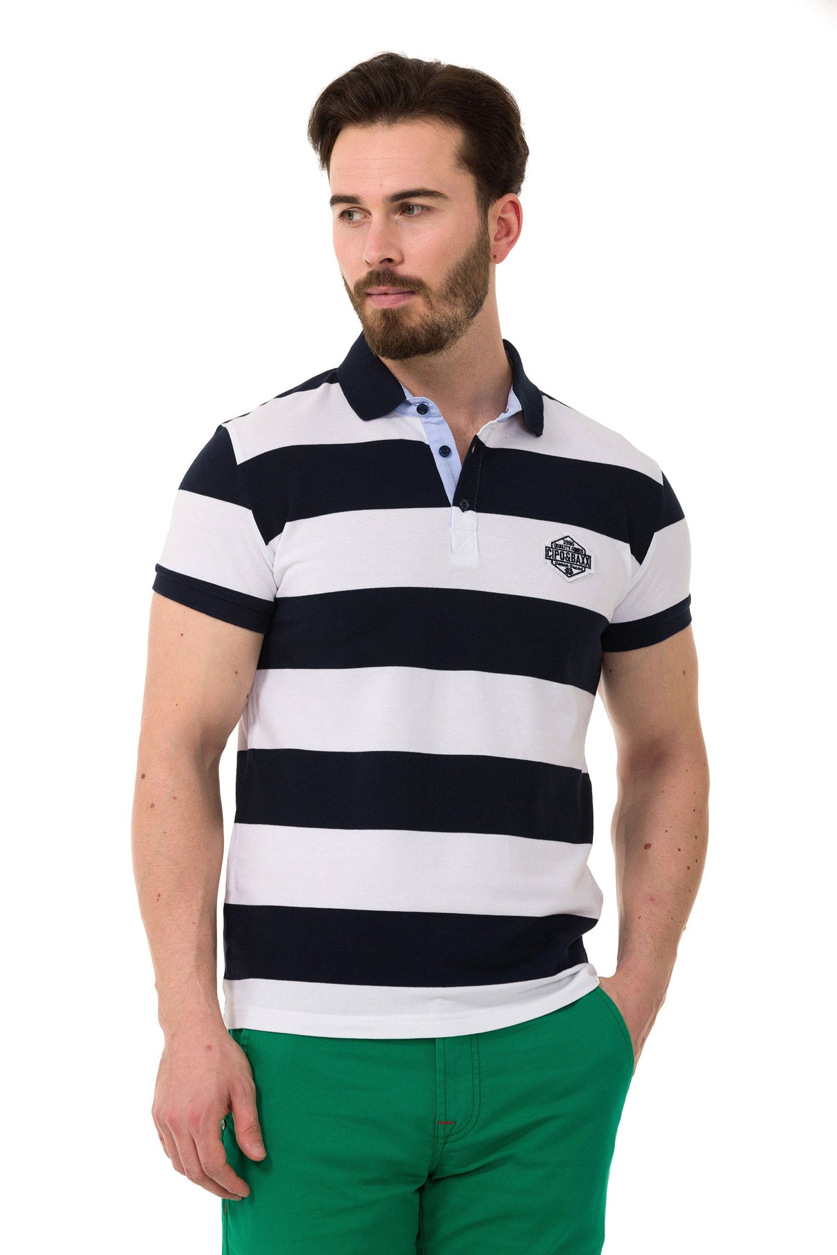 CT741 Men's Polo Shirt with Multicolored Stripe Design