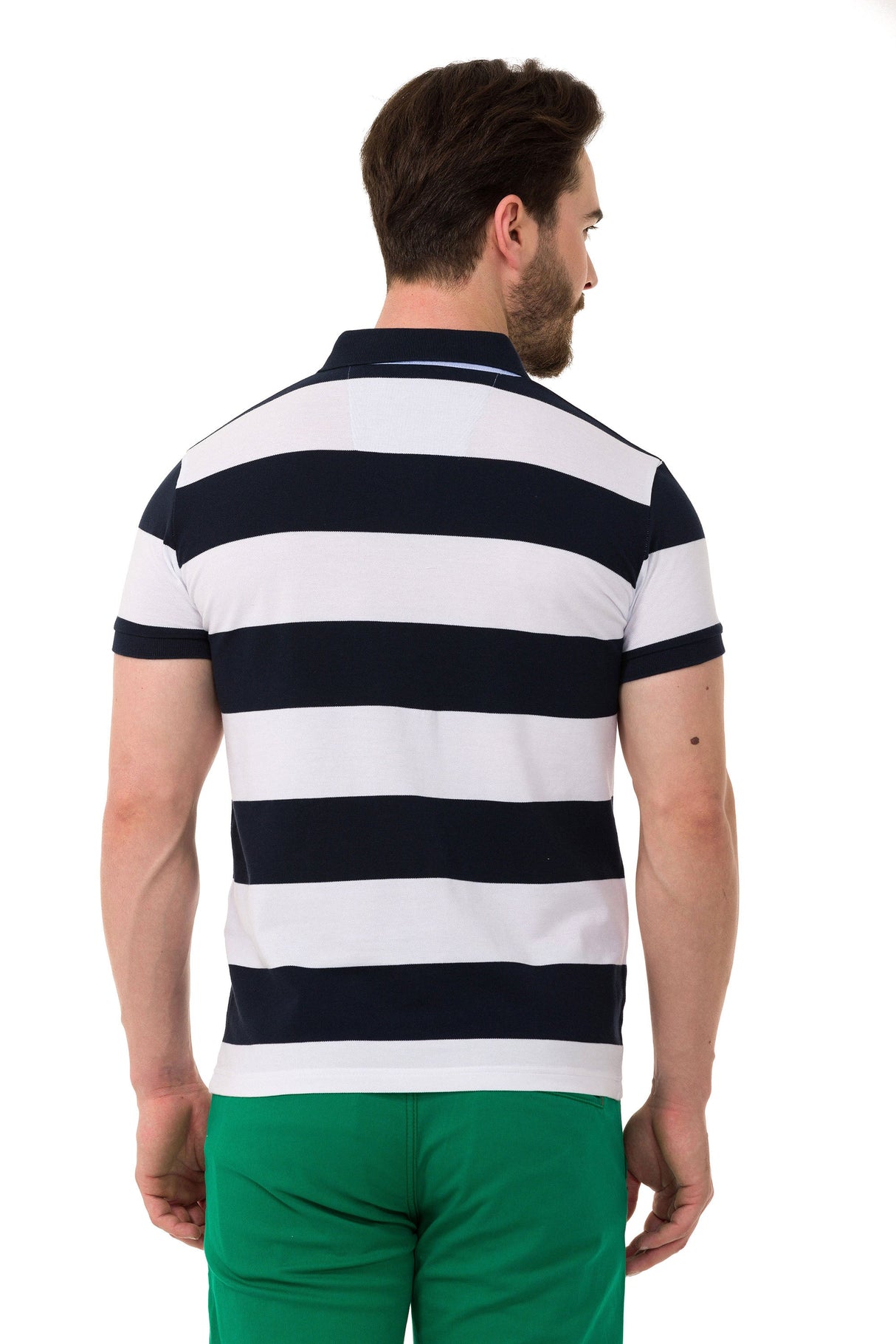 CT741 Men's Polo Shirt with Multicolored Stripe Design
