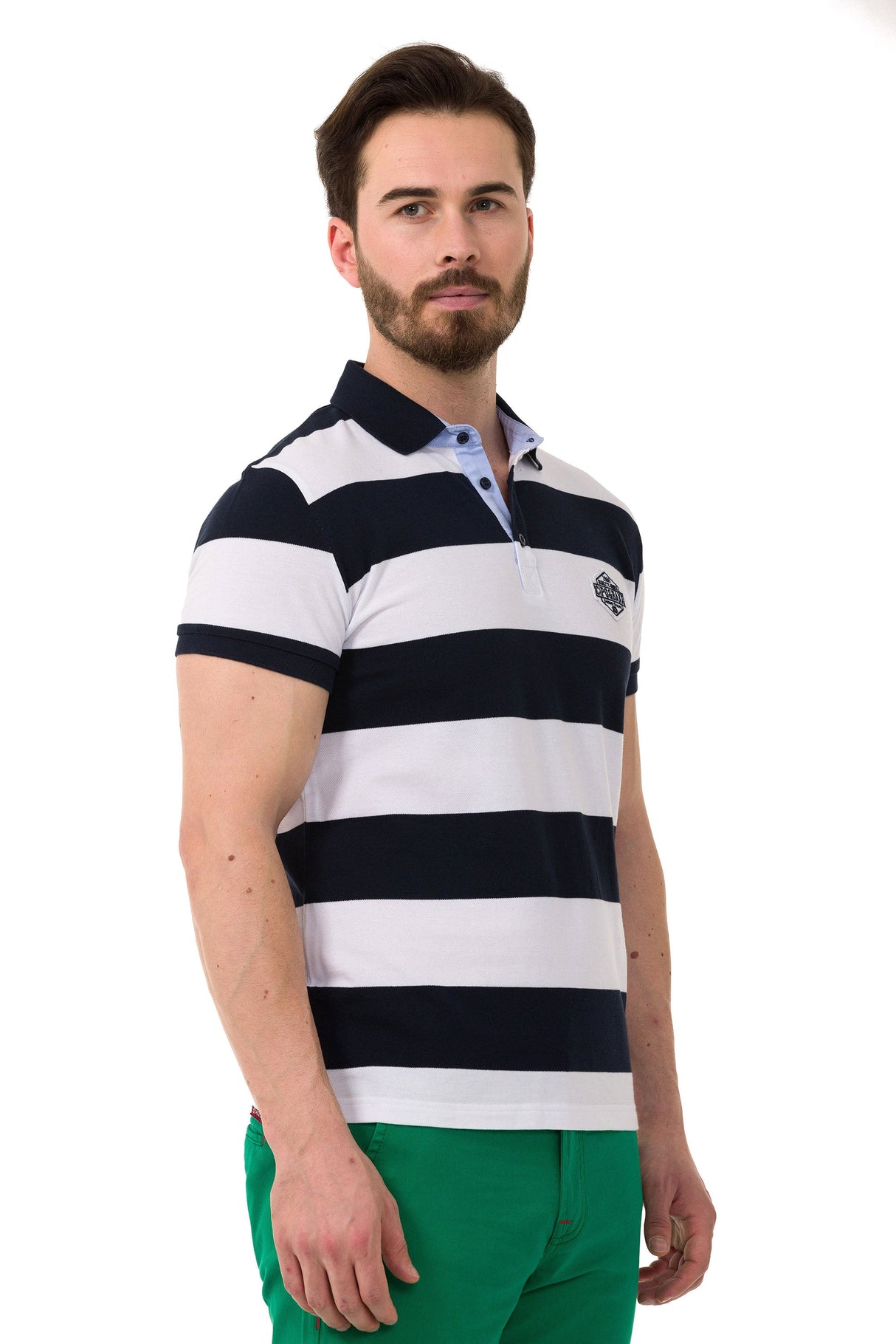 CT741 Men's Polo Shirt with Multicolored Stripe Design