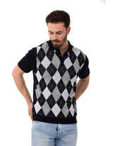 CT753 Men's Polo Shirt Check Pattern Knitwear