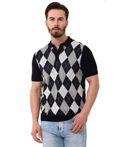 CT753 Men's Polo Shirt Check Pattern Knitwear