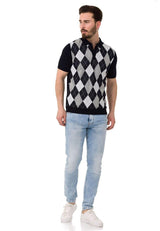 CT753 Men's Polo Shirt Check Pattern Knitwear