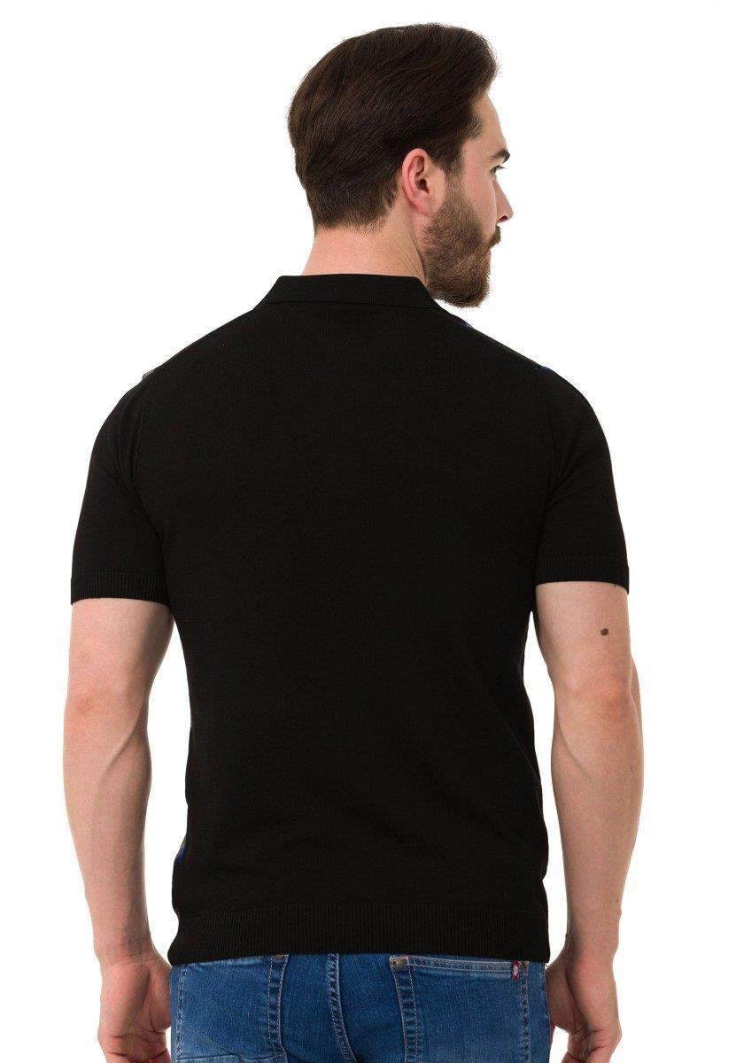 CT753 Men's Polo Shirt Check Pattern Knitwear