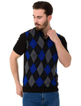 CT753 Men's Polo Shirt Check Pattern Knitwear
