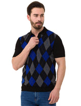 CT753 Men's Polo Shirt Check Pattern Knitwear