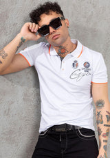 CT778 Men's T-shirt with polo collar and brand logo