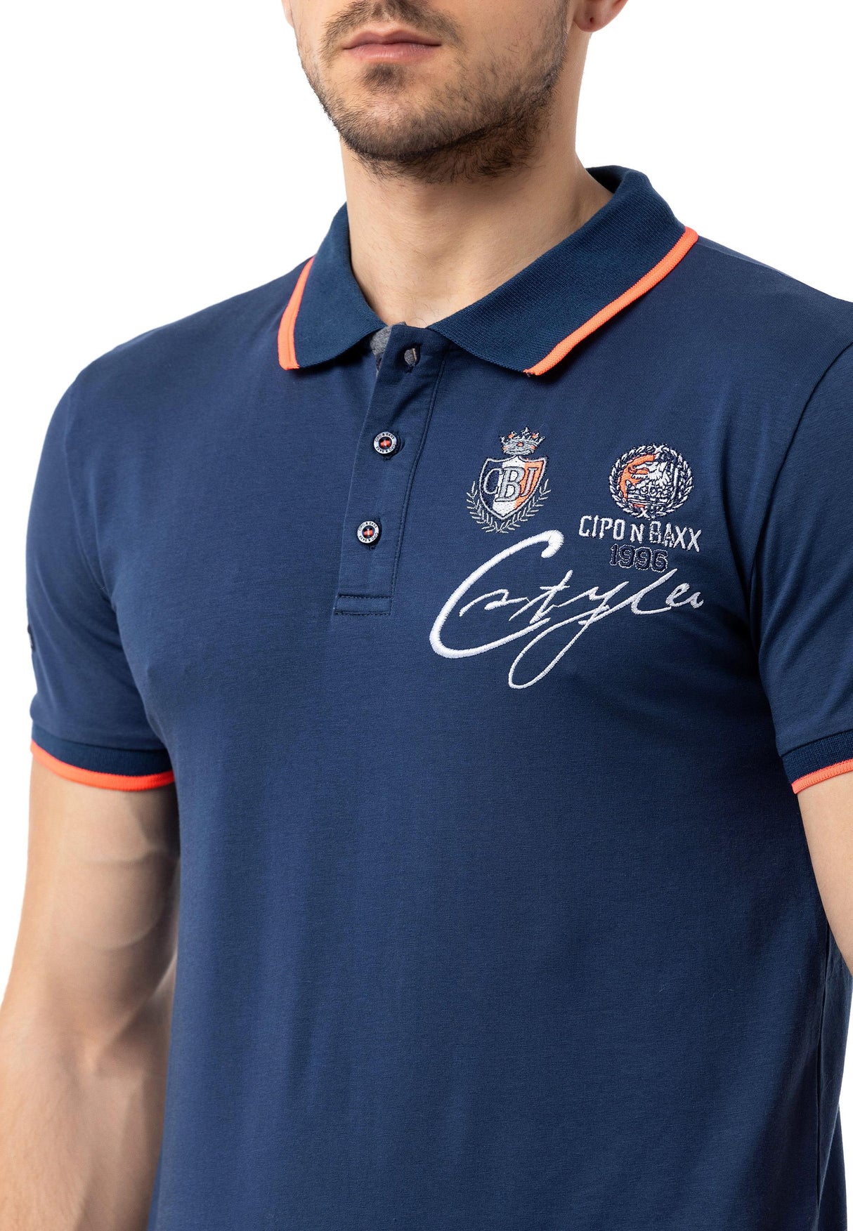 CT778 Men's T-shirt with polo collar and brand logo