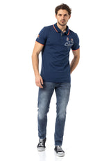 CT778 Men's T-shirt with polo collar and brand logo