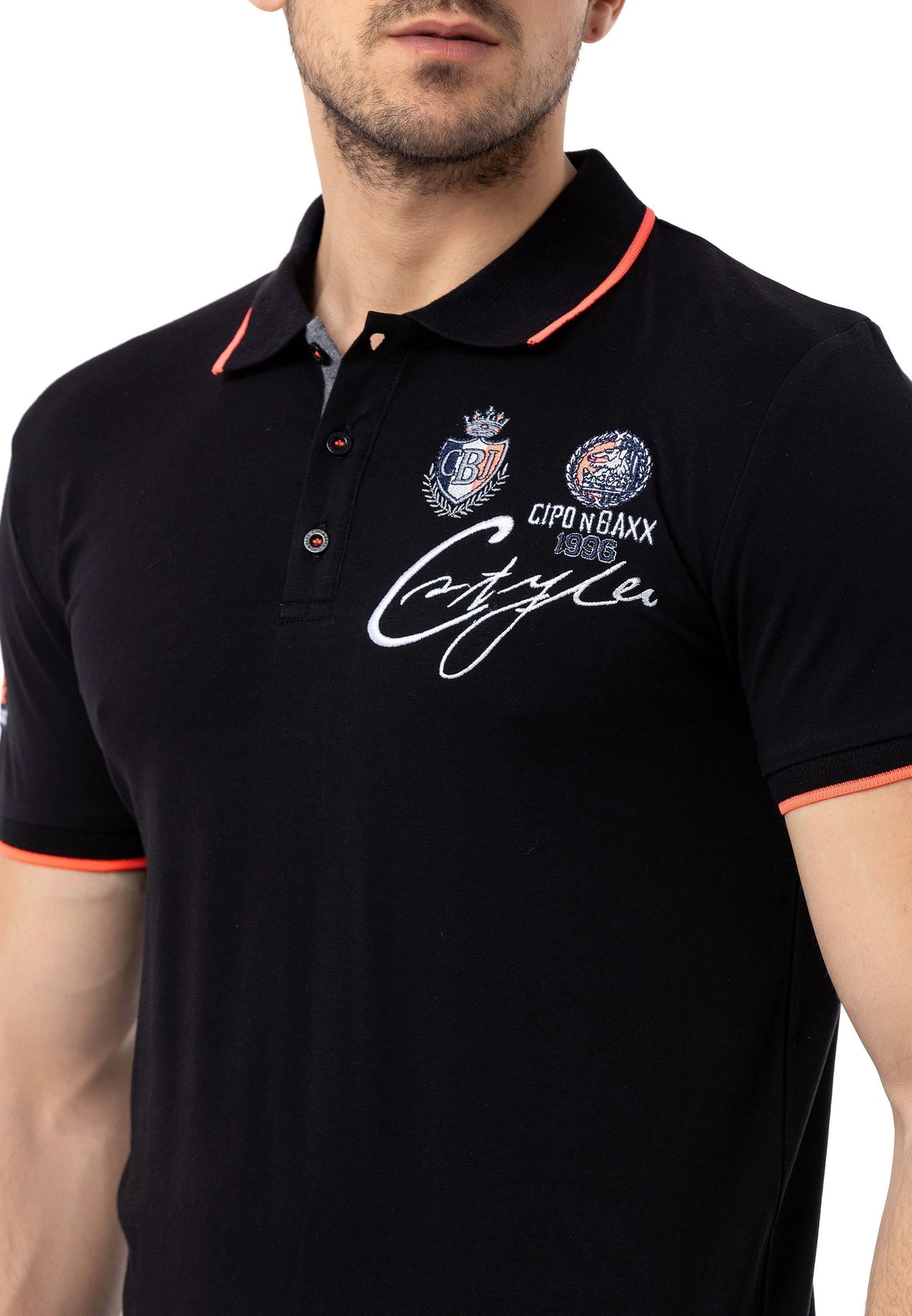 CT778 Men's T-shirt with polo collar and brand logo