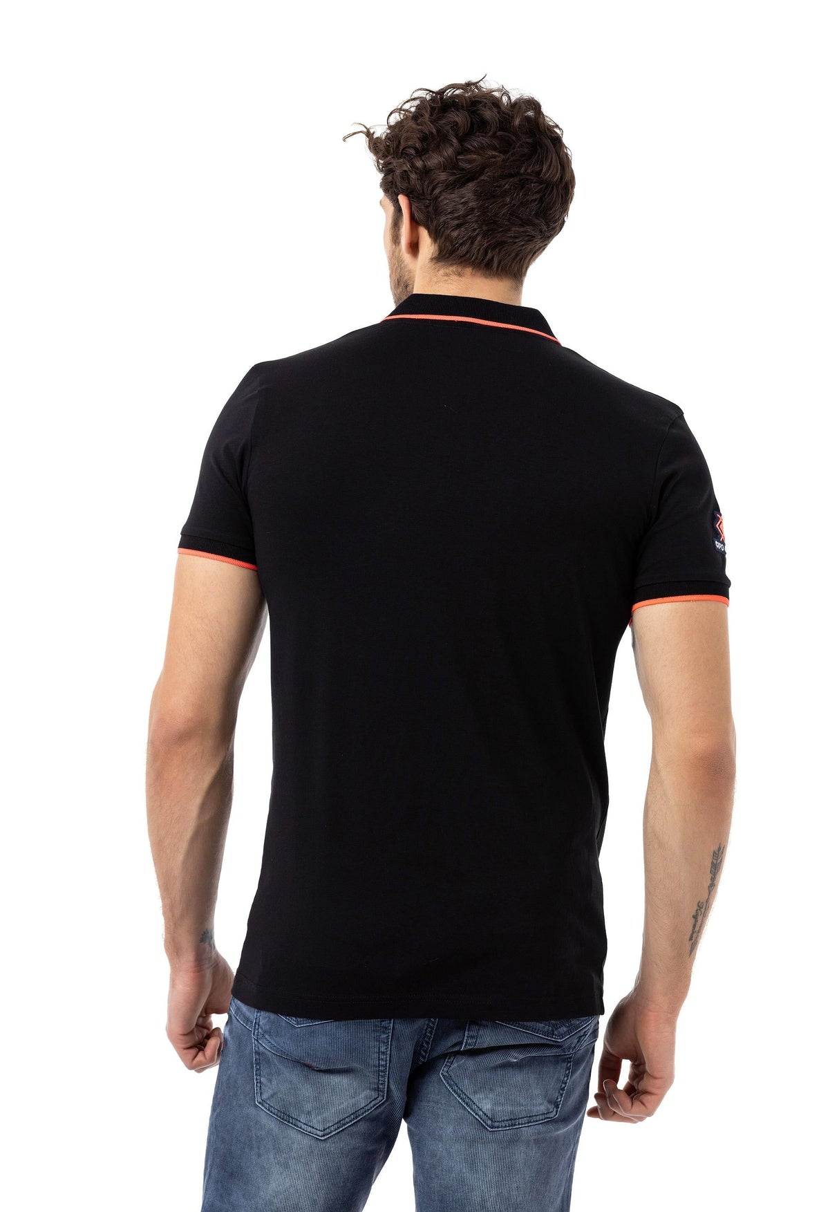 CT778 Men's T-shirt with polo collar and brand logo