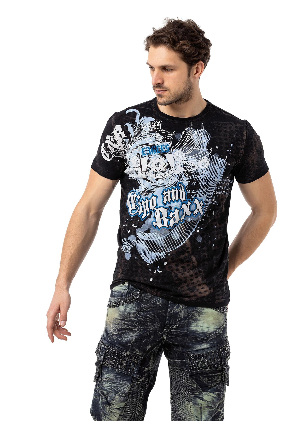 CT782 Men's T-shirt with large print