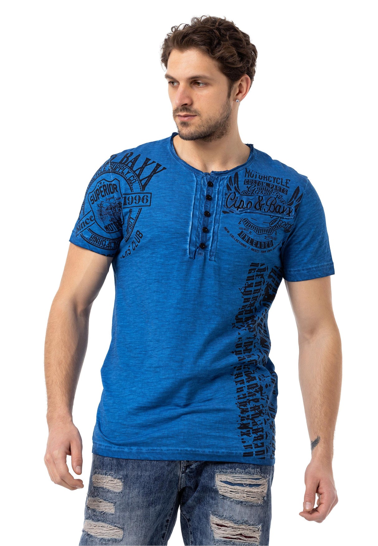 CT789 Biker Men's T-Shirt with Crew Neck