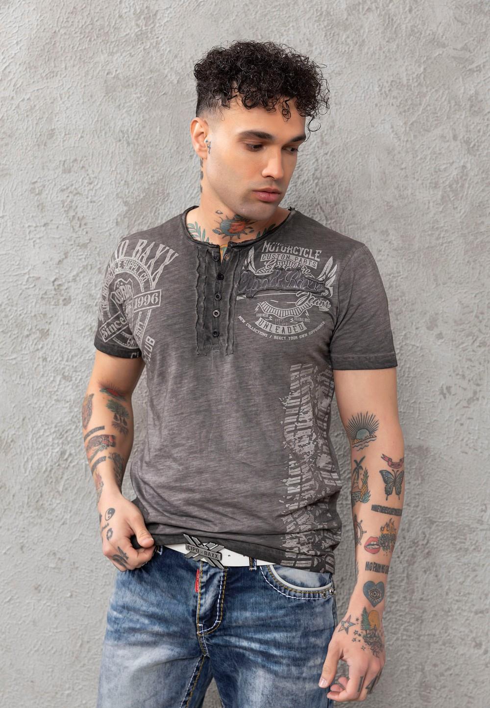 CT789 Biker Men's T-Shirt with Crew Neck