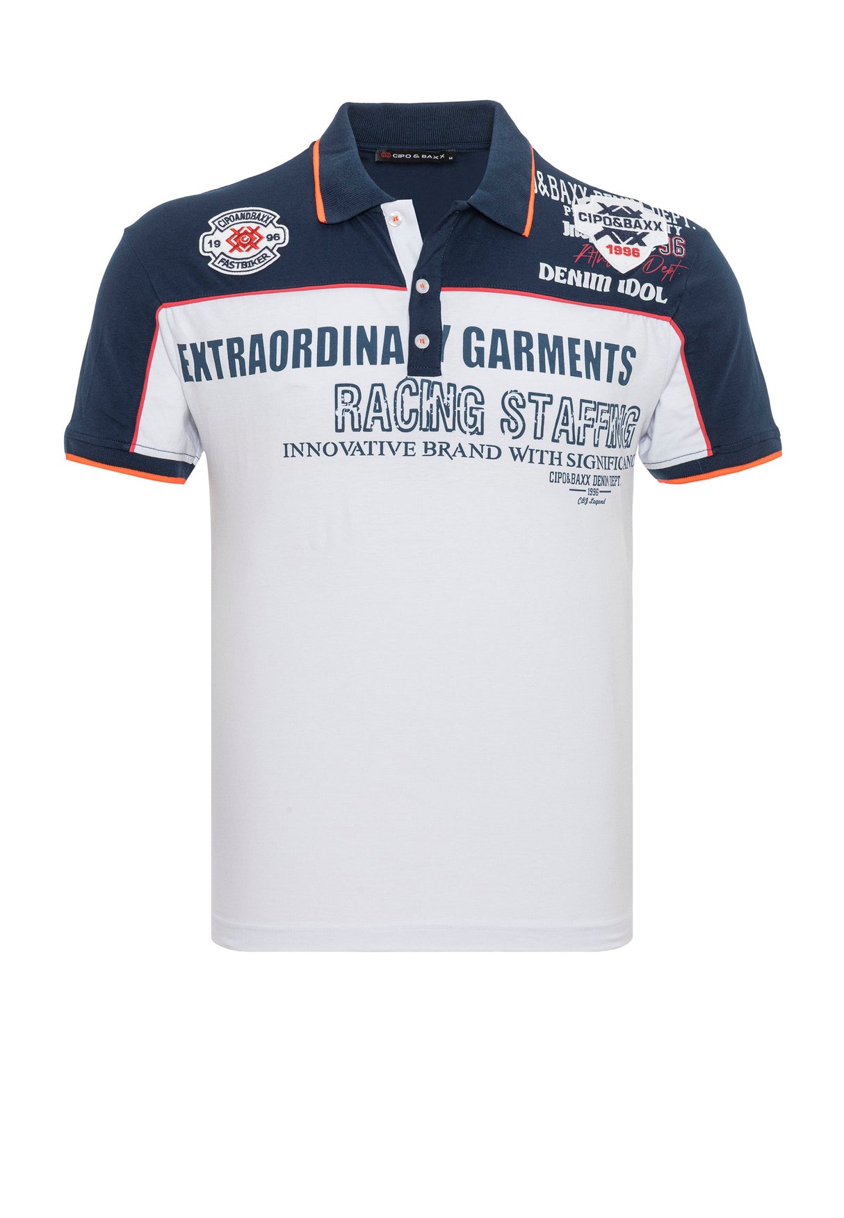 CT803 Men's Polo T-Shirt in Regular Fit with Print and Appliqué