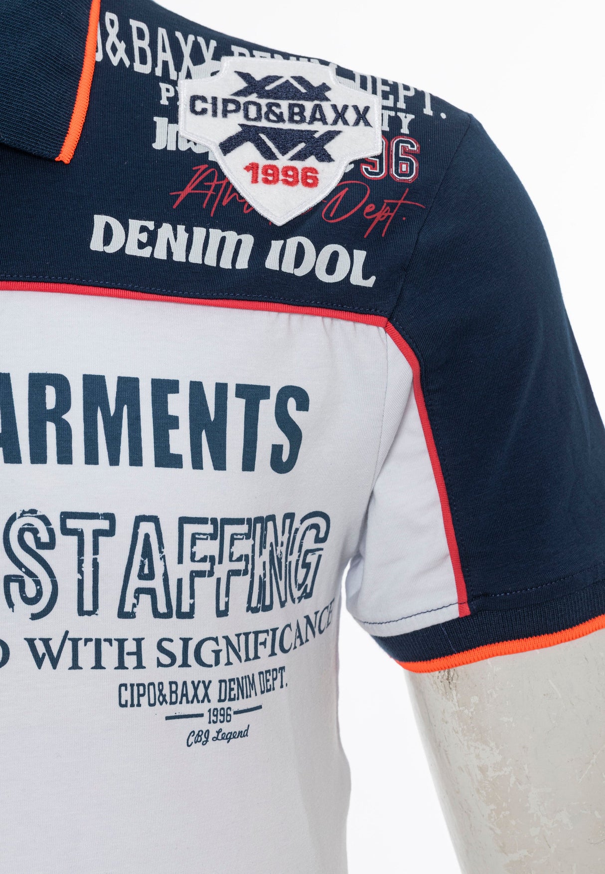 CT803 Men's Polo T-Shirt in Regular Fit with Print and Appliqué