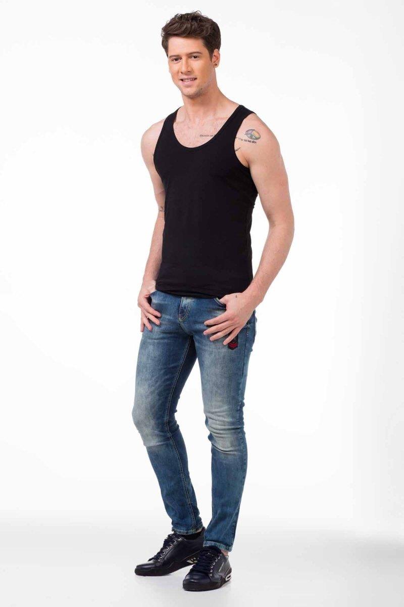 CU107 BLACK MEN'S UNDERSHIRT