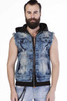 CW106 Men's denim vest with subtle wash