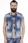 CW107 Men's denim vest in a fashionable used look