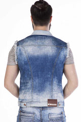 CW107 Men's denim vest in a fashionable used look