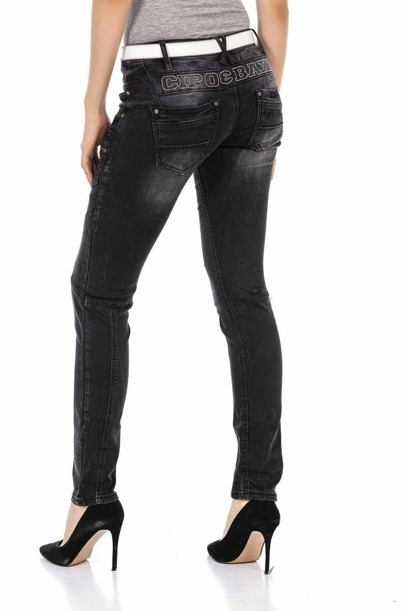 WD437 Women's slim-fit jeans with trendy decorative seams