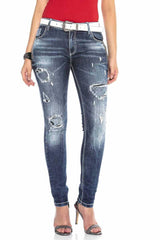WD423 Women's skinny jeans in the trendy destroyed look