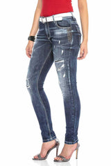WD423 Women's skinny jeans in the trendy destroyed look