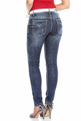 WD423 Women's skinny jeans in the trendy destroyed look