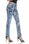 WD411 Women's comfortable jeans with eye-catching patches