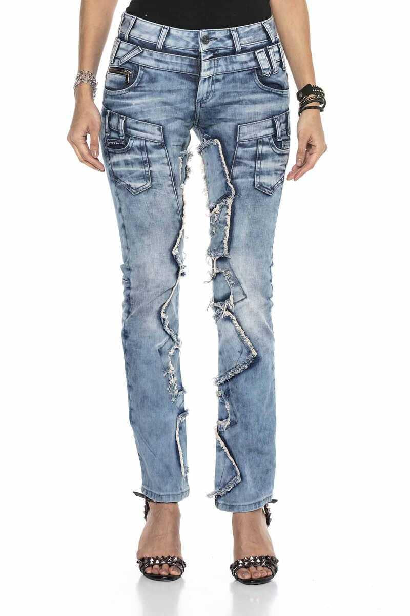 WD411 Women's comfortable jeans with eye-catching patches