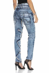 WD411 Women's comfortable jeans with eye-catching patches