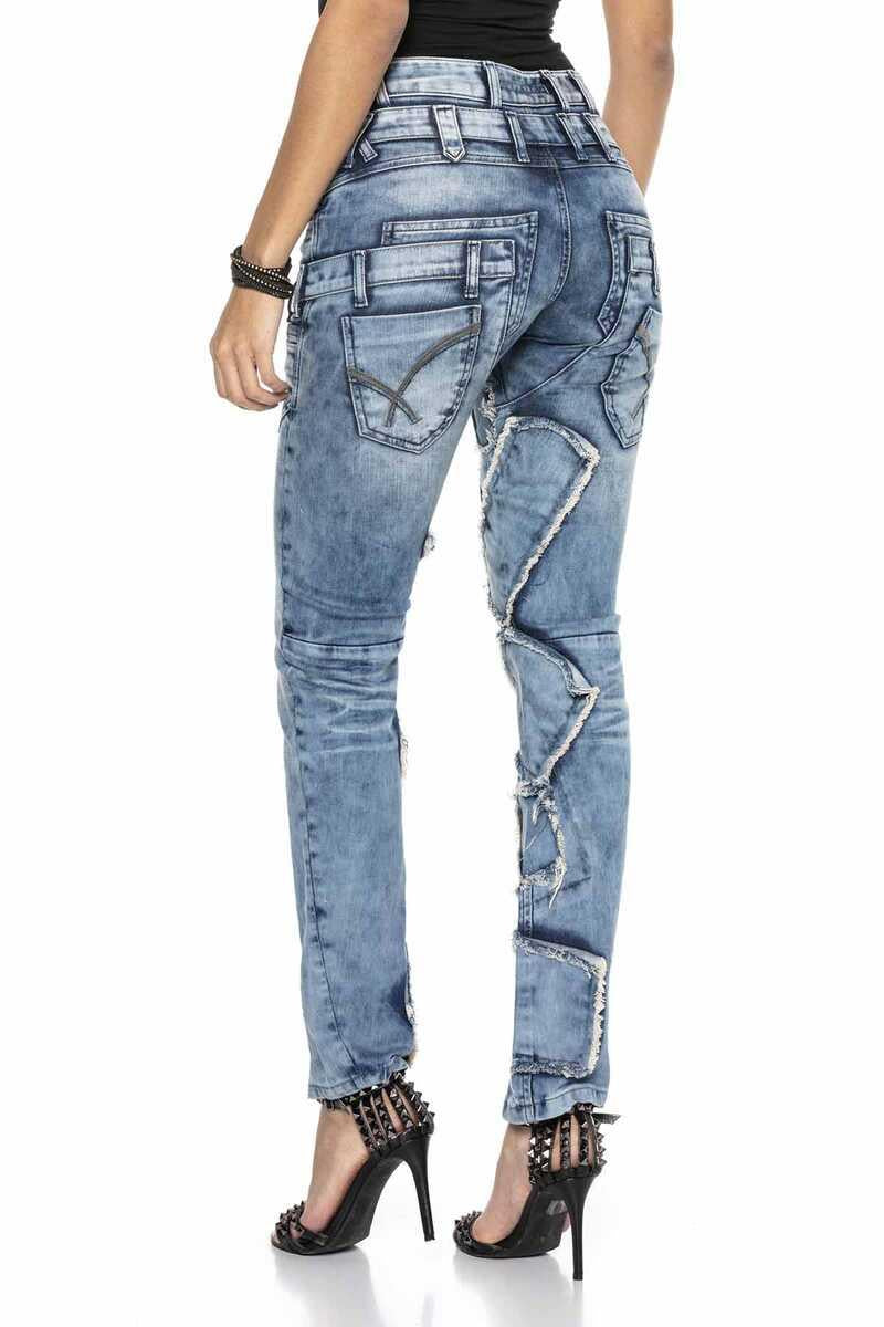 WD411 Women's comfortable jeans with eye-catching patches